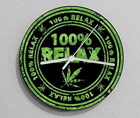 100% Relax Funny Marijuana Wall Clock