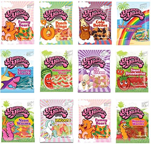 Yumy Yumy Gummy Candy Halloween Candy - 12 Pack Mix (114 g Each)